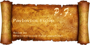 Pavlovics Fülöp névjegykártya